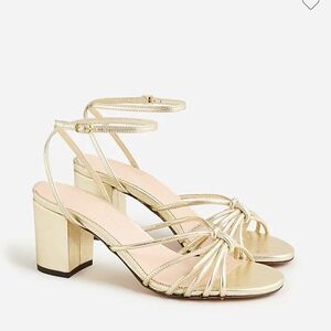 J. CREW Lucie Strappy Block-heel Sandals Gold Metallic Leather Women's Size 9